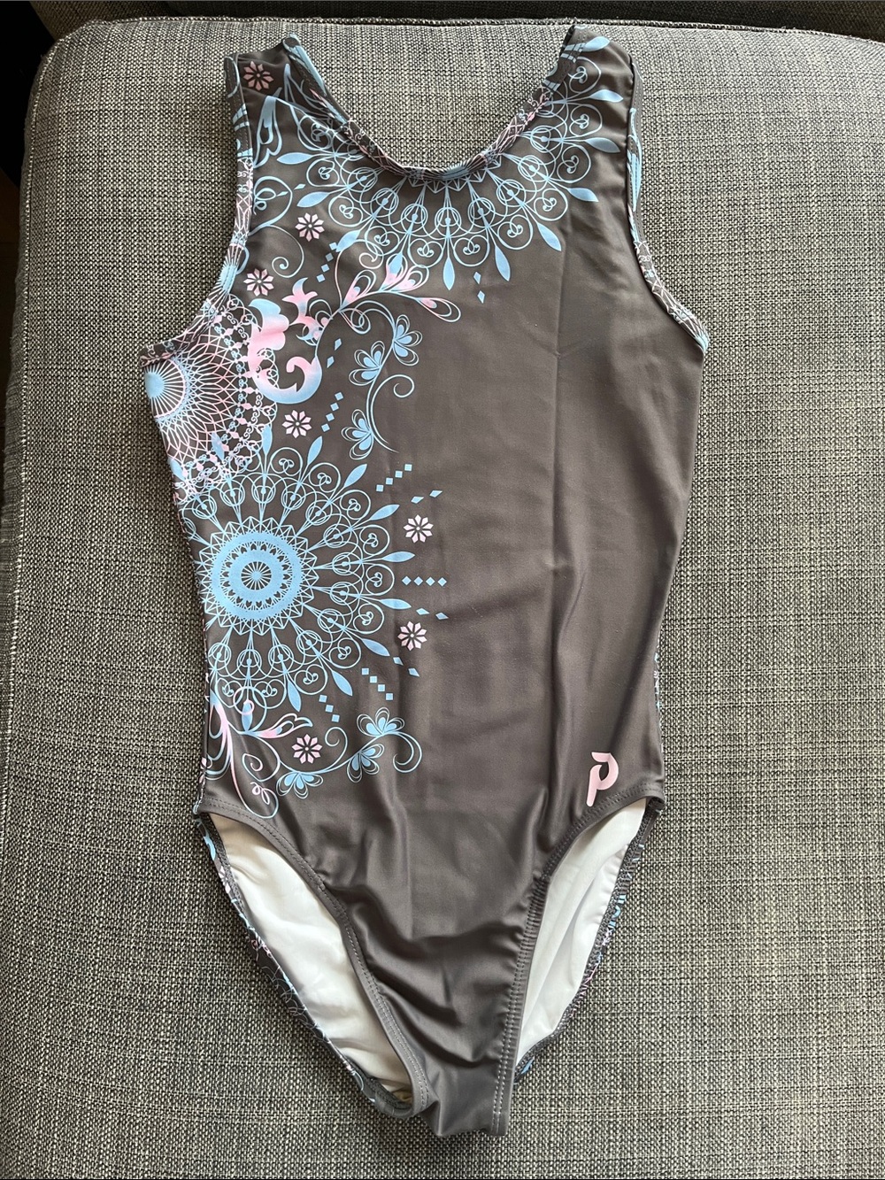 Leotard gray, pink and blue size small